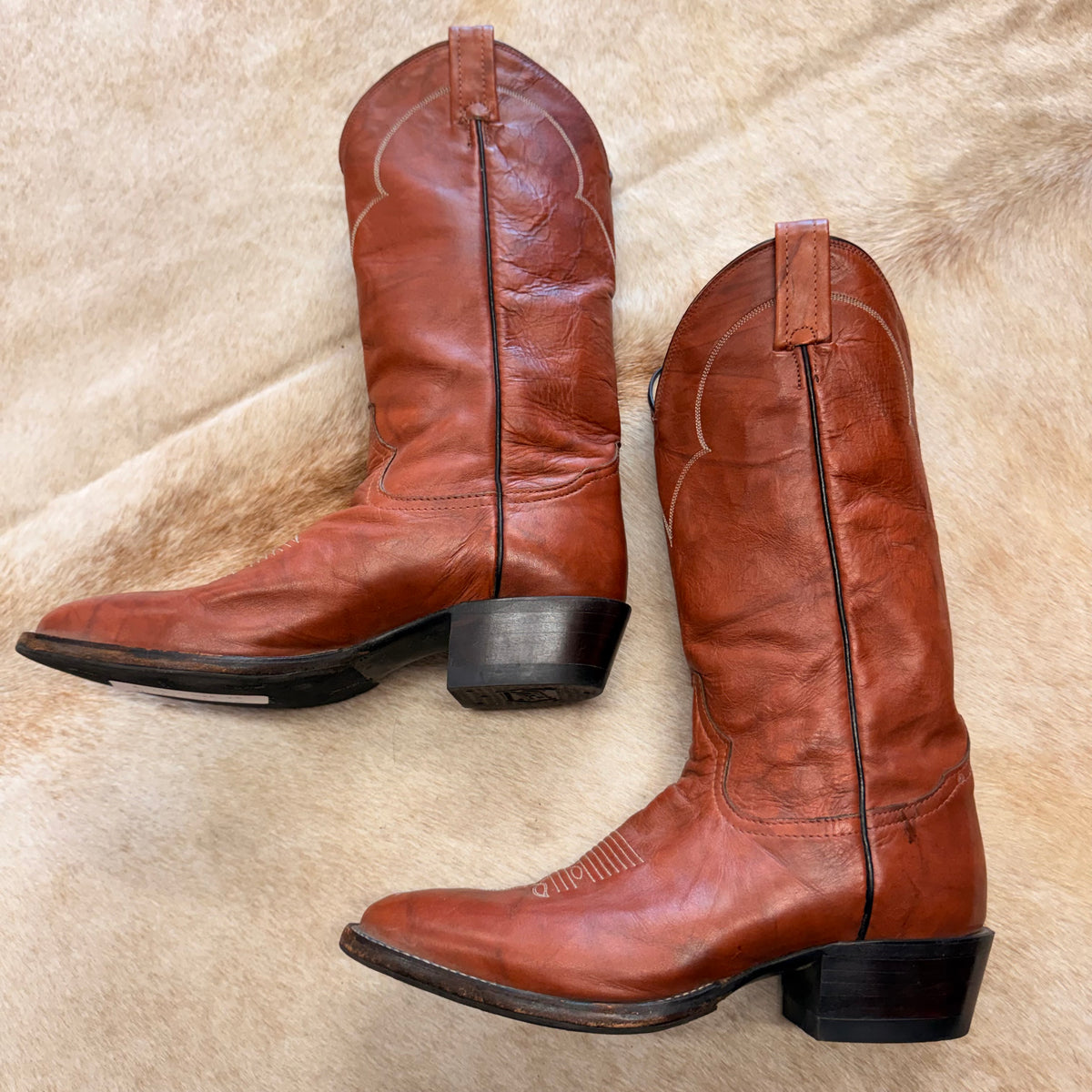 Vintage 1980s Brown Tony Lama Cowboy Boots Size 8.5B