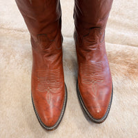Vintage 1980s Brown Tony Lama Cowboy Boots Size 8.5B