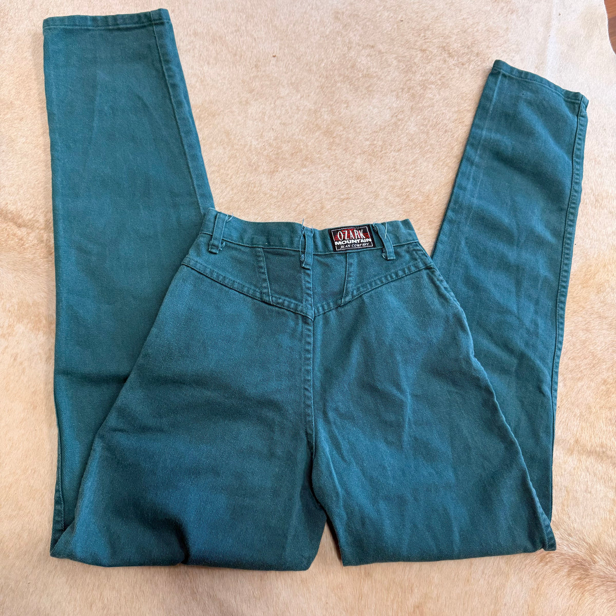 Vintage 1980s High Rise Teal Ozark Mountain Jeans Size 000