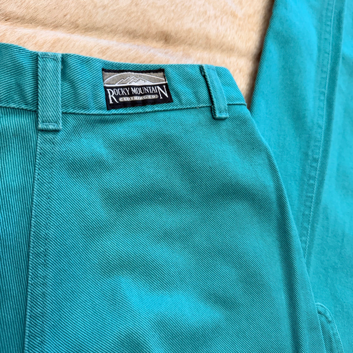 Rare Vintage 1980s Teal Rocky Mountain Button Chap Jeans Size 9