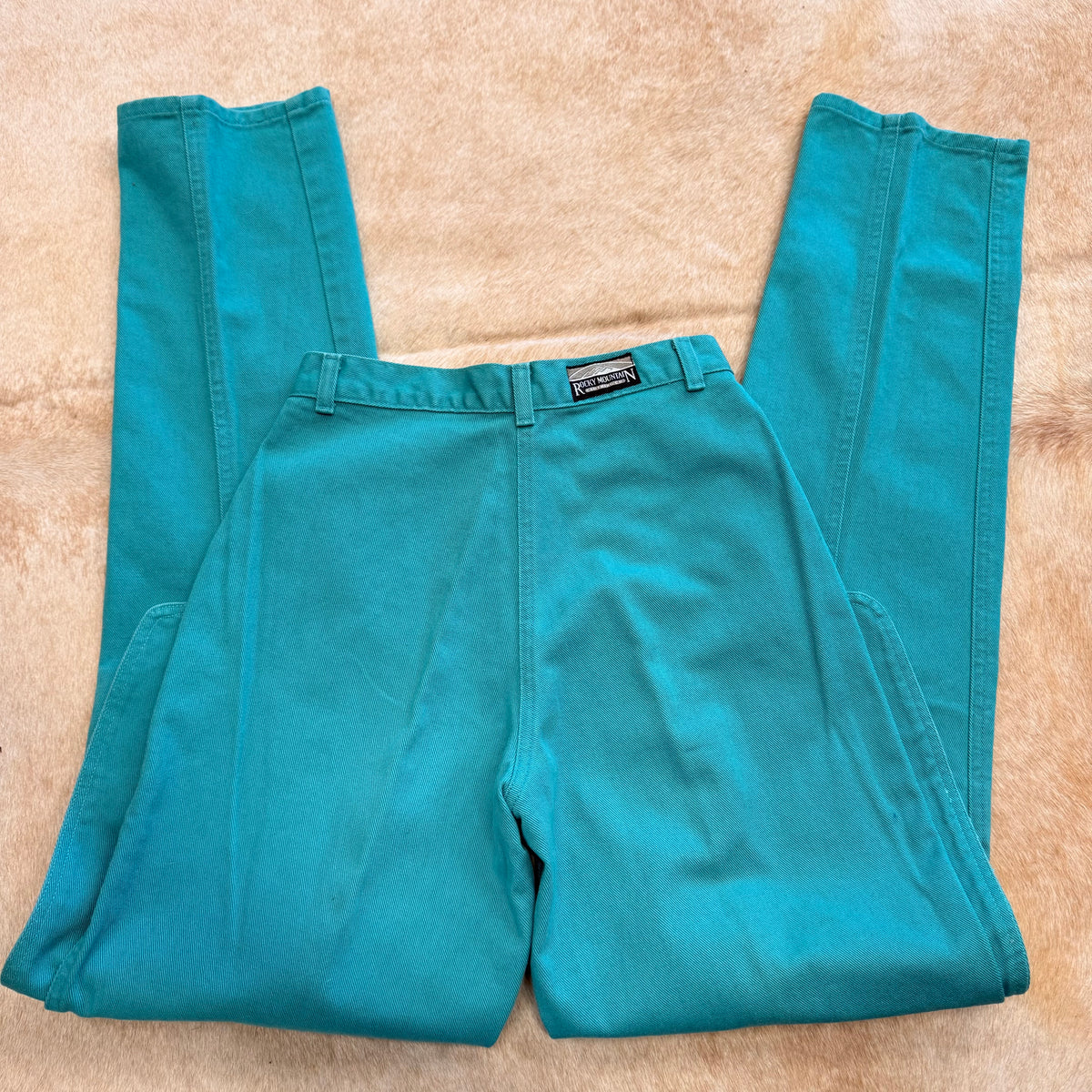 Rare Vintage 1980s Teal Rocky Mountain Button Chap Jeans Size 9
