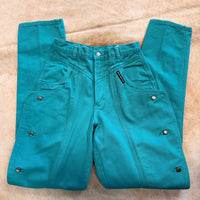 Rare Vintage 1980s Teal Rocky Mountain Button Chap Jeans Size 9