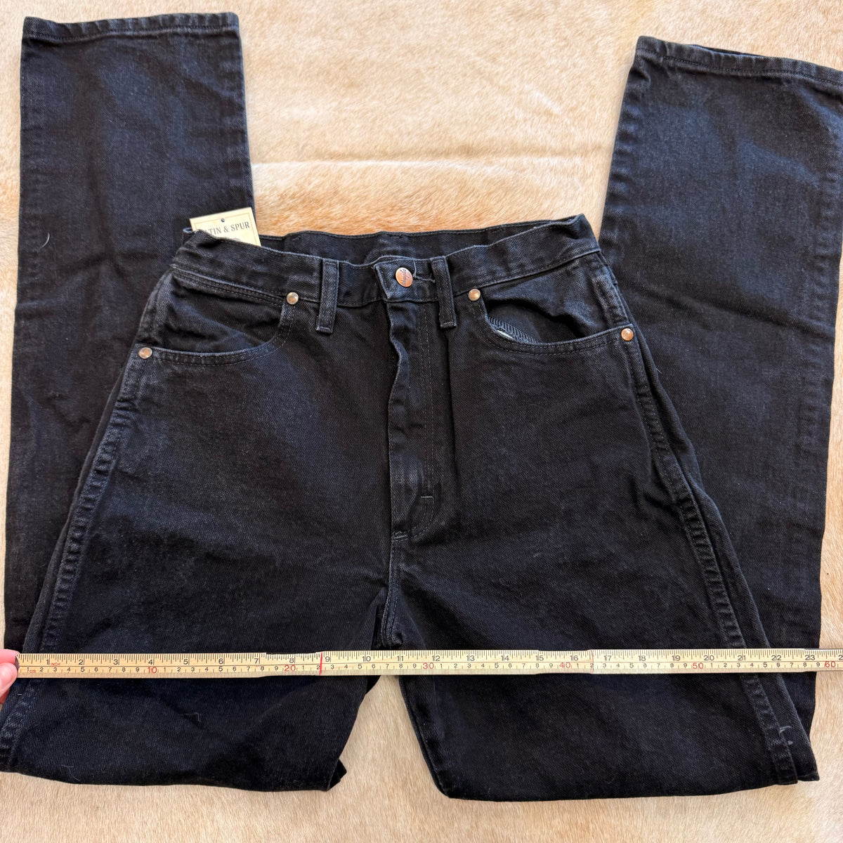 Black High Waisted Wrangler Straight Leg Jeans Size 7