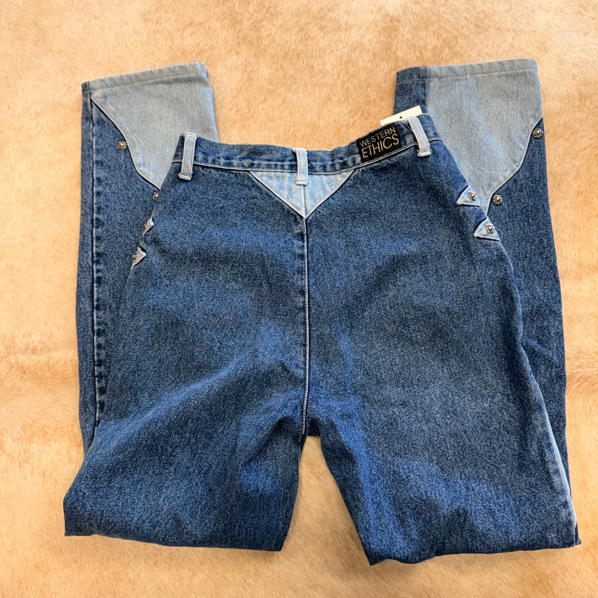 Rare Vintage 1990s Two Toned Western Ethics Jeans Size 27
