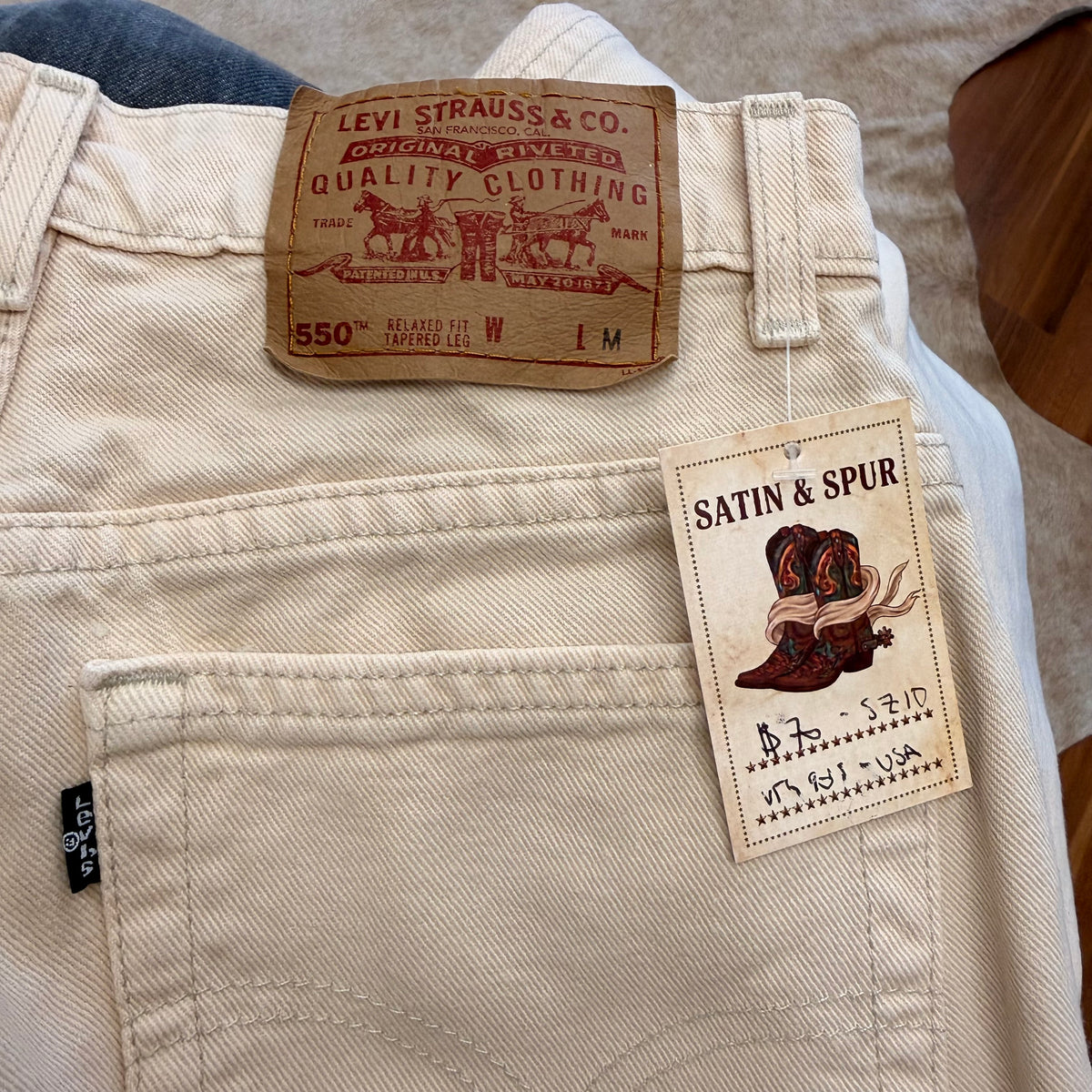 Vintage 1990s Cream Levis Jeans Size 10