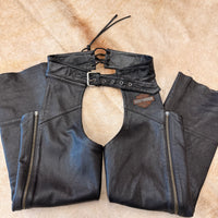 Black Leather Harley Davidson Chaps Size S