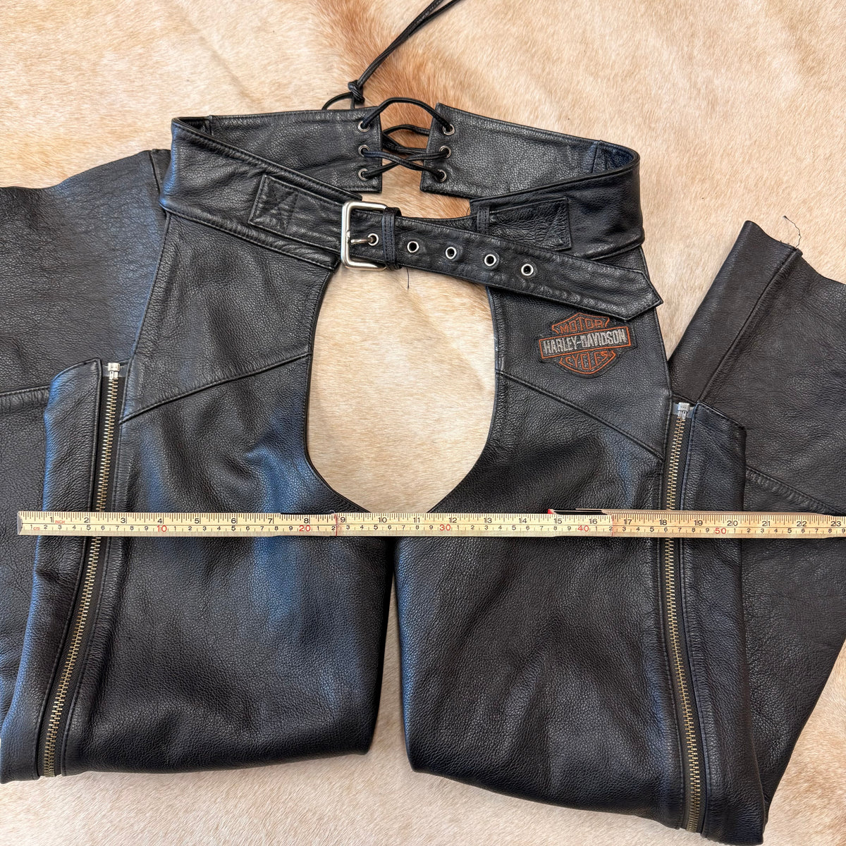 Black Leather Harley Davidson Chaps Size S