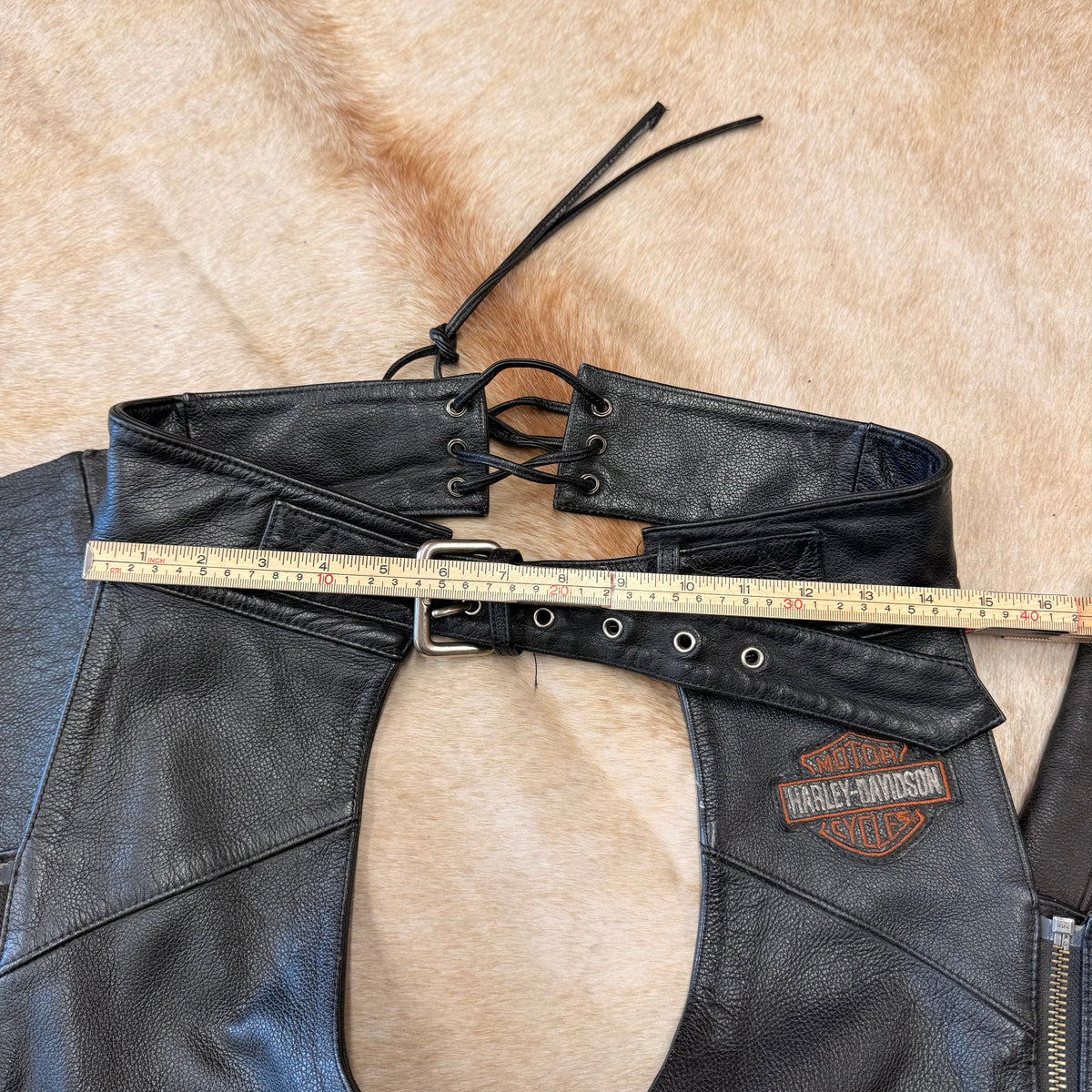 Black Leather Harley Davidson Chaps Size S