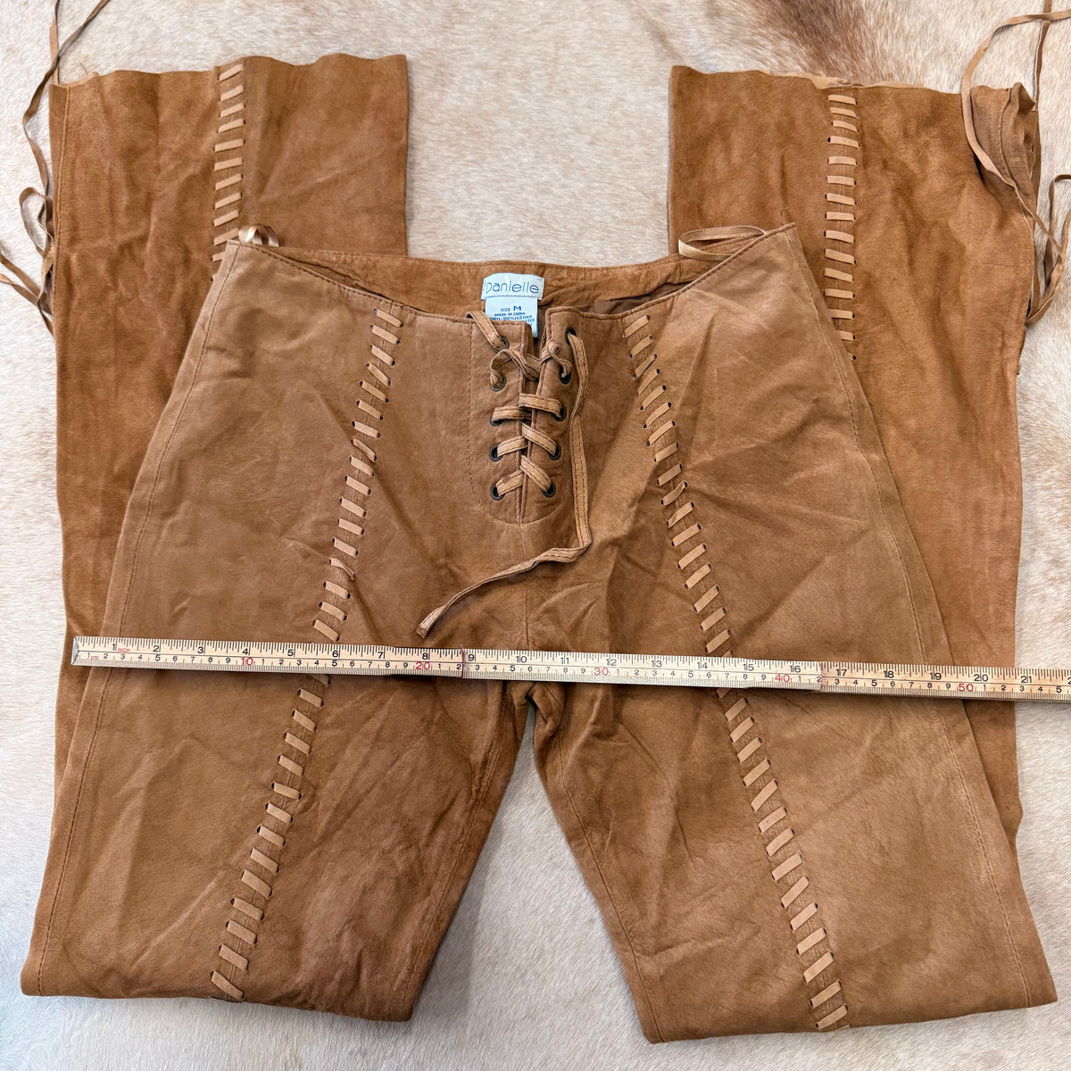 Suede Lace Up Flare Pants Size M