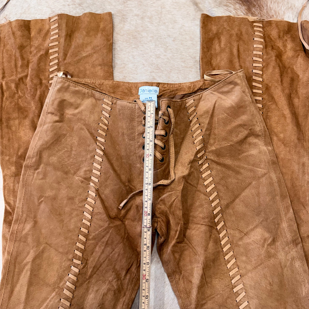 Suede Lace Up Flare Pants Size M