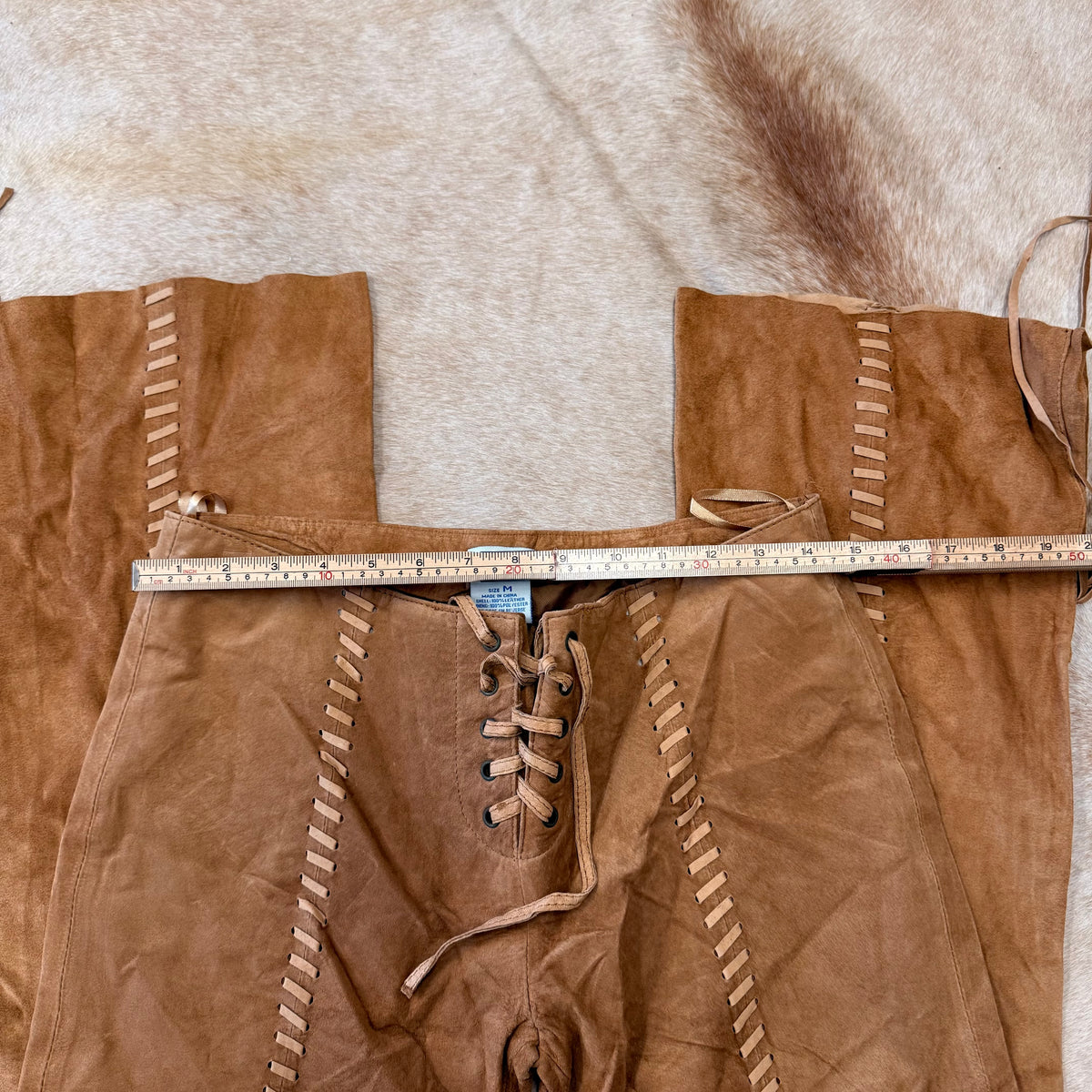 Suede Lace Up Flare Pants Size M