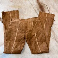 Suede Lace Up Flare Pants Size M