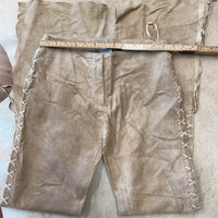 Beige Suede Lace Up Flare Pants Size S