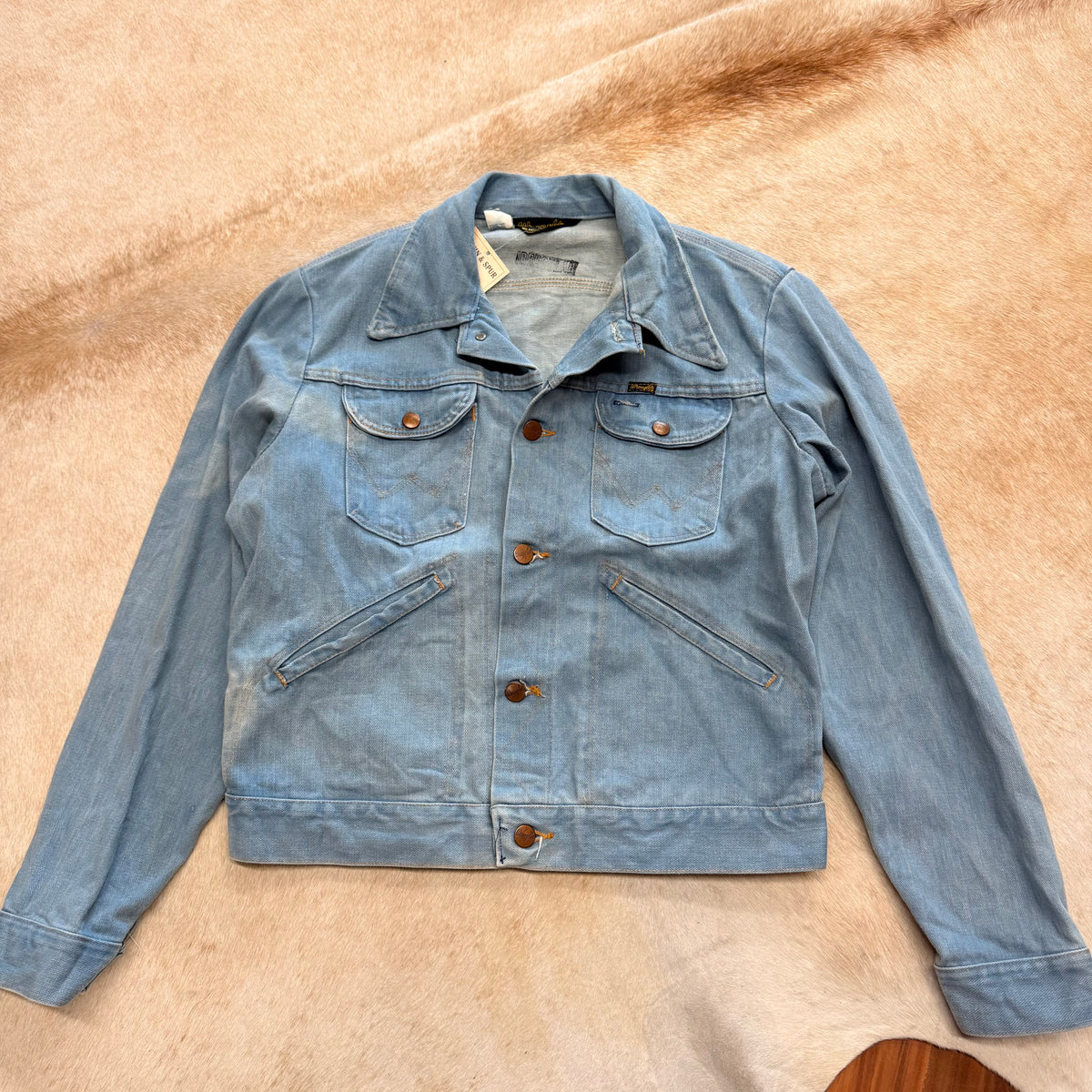 Mens Vintage 1970s Denim Wrangler Jacket Size M