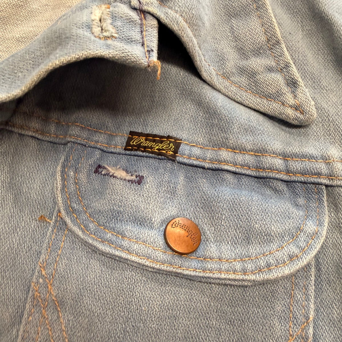Mens Vintage 1970s Denim Wrangler Jacket Size M