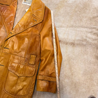 Mens Vintage 1970s Lakeland Leather Camel Trench Coat Size L
