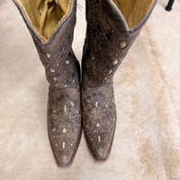 Brown Studded Corral Cowboy Boots Size 7