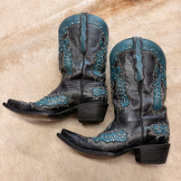 Black And Teal El General Cowboy Boots Size 8