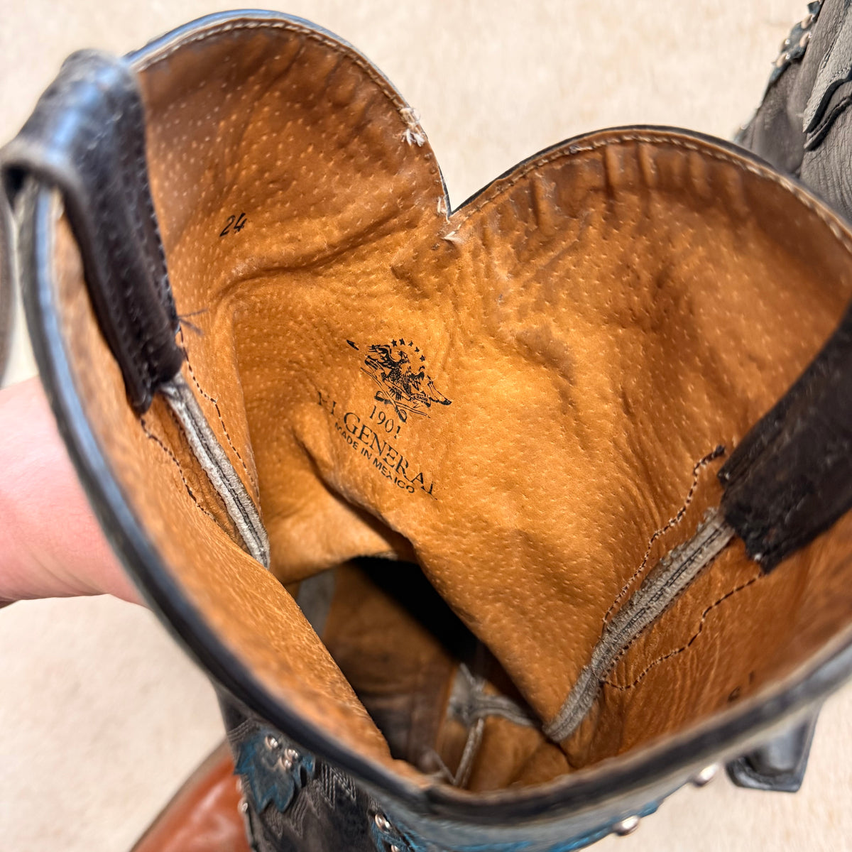 Black And Teal El General Cowboy Boots Size 8
