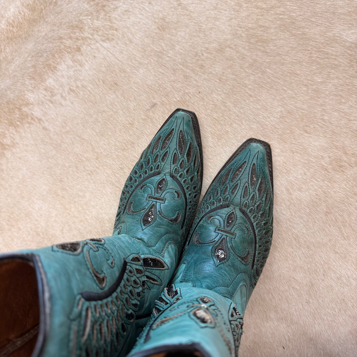 Teal Cowboy Pro Size 8