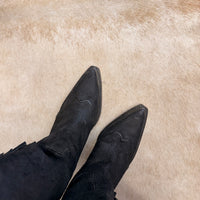 Black Suede Fringe Tall Wonder West Cowboy Boots Size 8.5