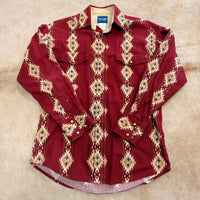 Mens Vintage 1990s Red Southwestern Print Wrangler Shirt Size M