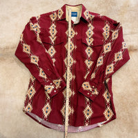 Mens Vintage 1990s Red Southwestern Print Wrangler Shirt Size M