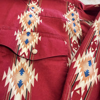 Mens Vintage 1990s Red Southwestern Print Wrangler Shirt Size M