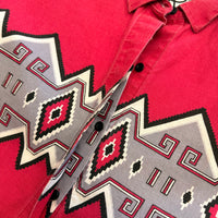 Mens Vintage 1980s Dark Pink Southwestern Print Roper Shirt Size M