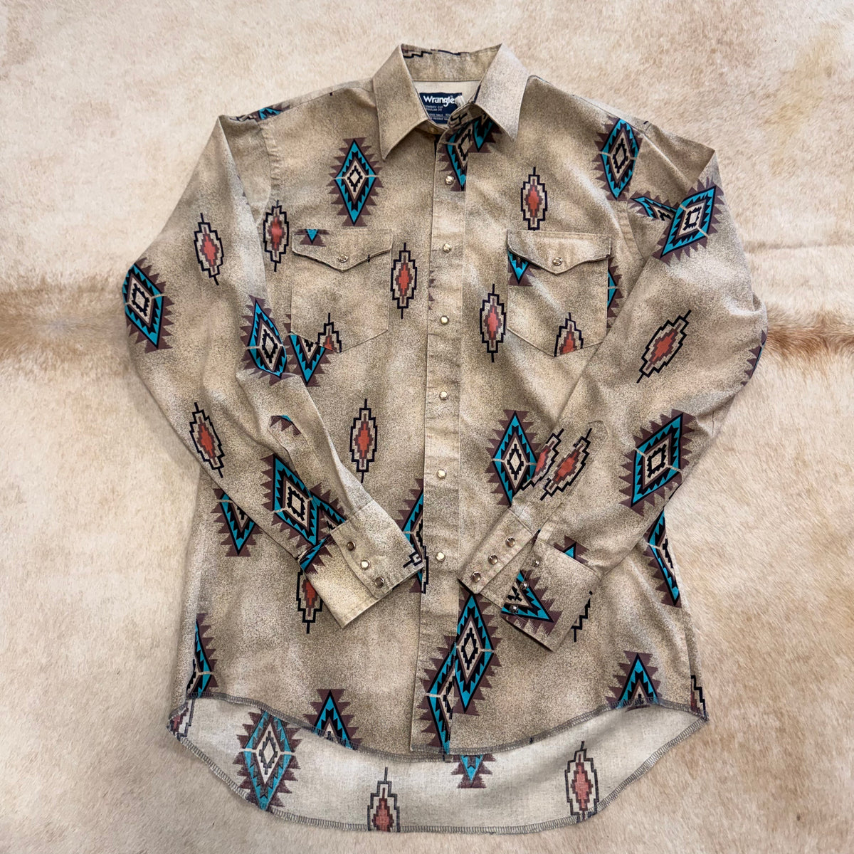 Mens Vintage 1980s Southwestern Print Wrangler Shirt Size M