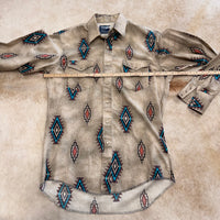 Mens Vintage 1980s Southwestern Print Wrangler Shirt Size M