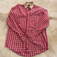 Mens Vintage 1990s PBR Red Plaid Shirt Size M
