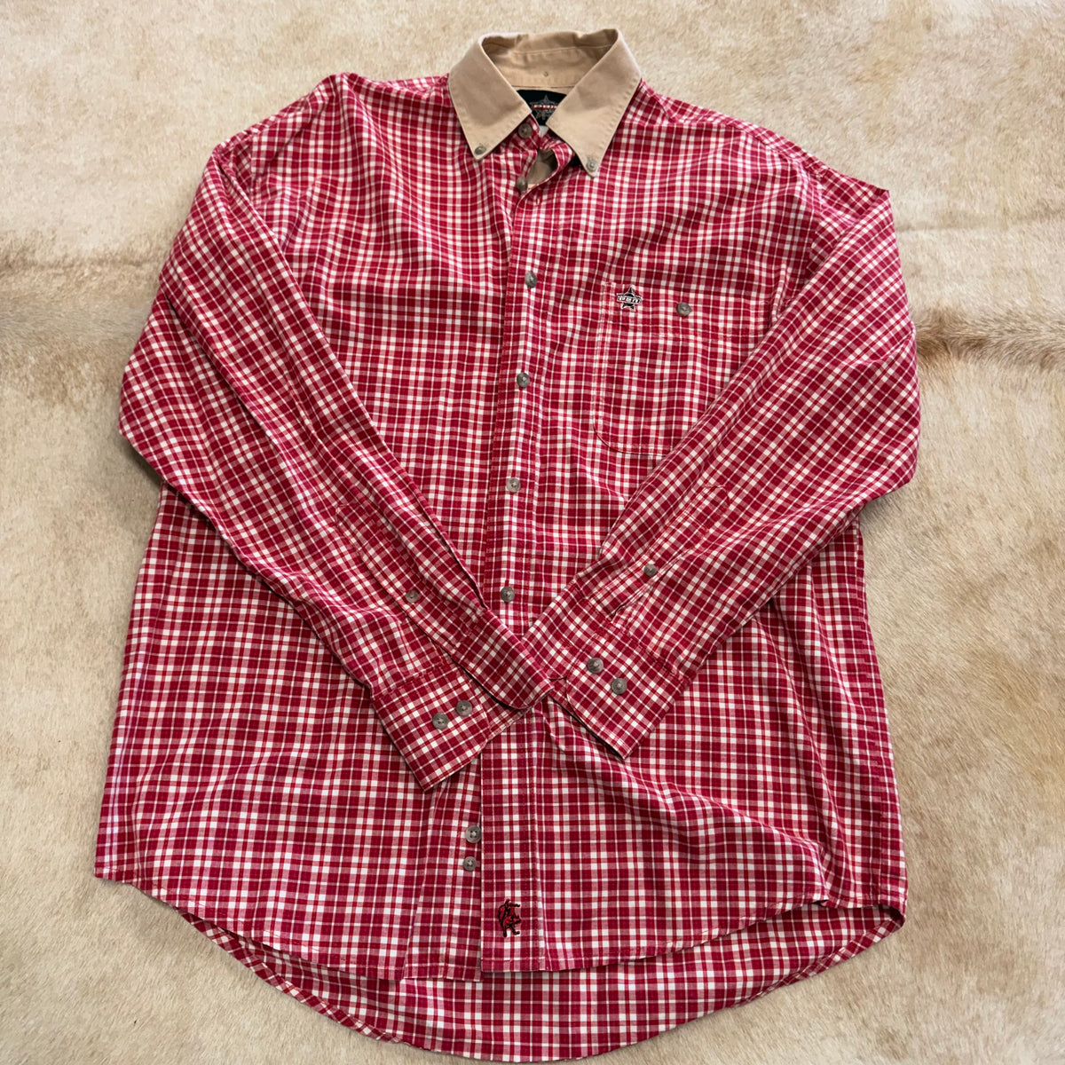 Mens Vintage 1990s PBR Red Plaid Shirt Size M