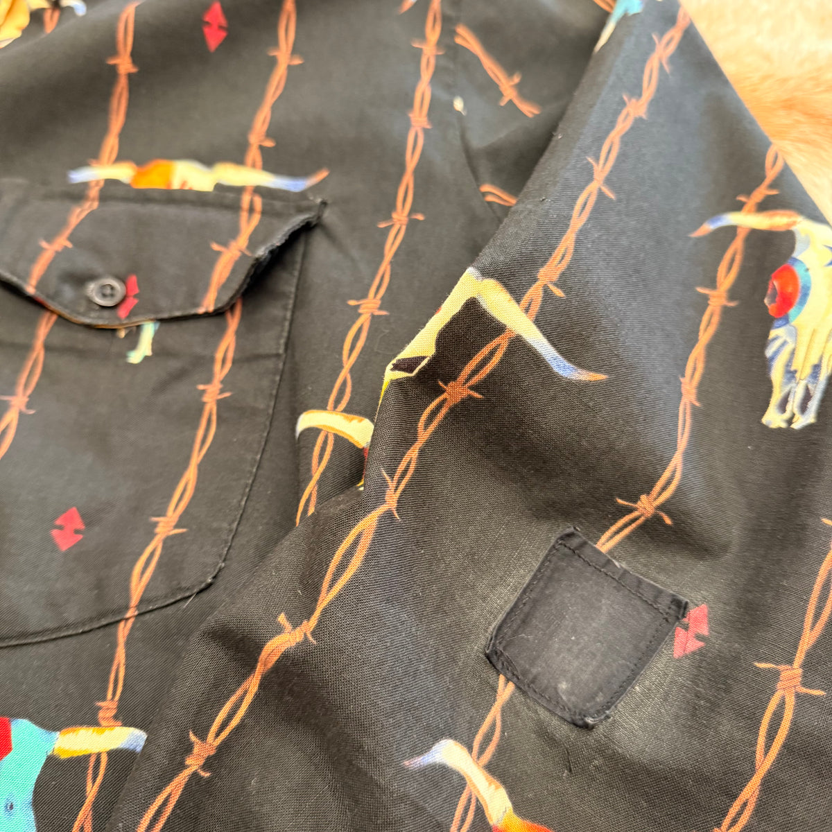 Mens Vintage 1990s Black Steer Print Roper Shirt Size M