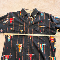 Mens Vintage 1990s Black Steer Print Roper Shirt Size M