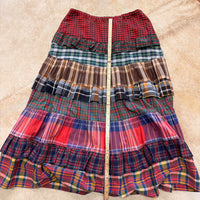Handmade Vintage Plaid Tiered Ruffle Skirt Size M