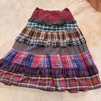 Handmade Vintage Plaid Tiered Ruffle Skirt Size M