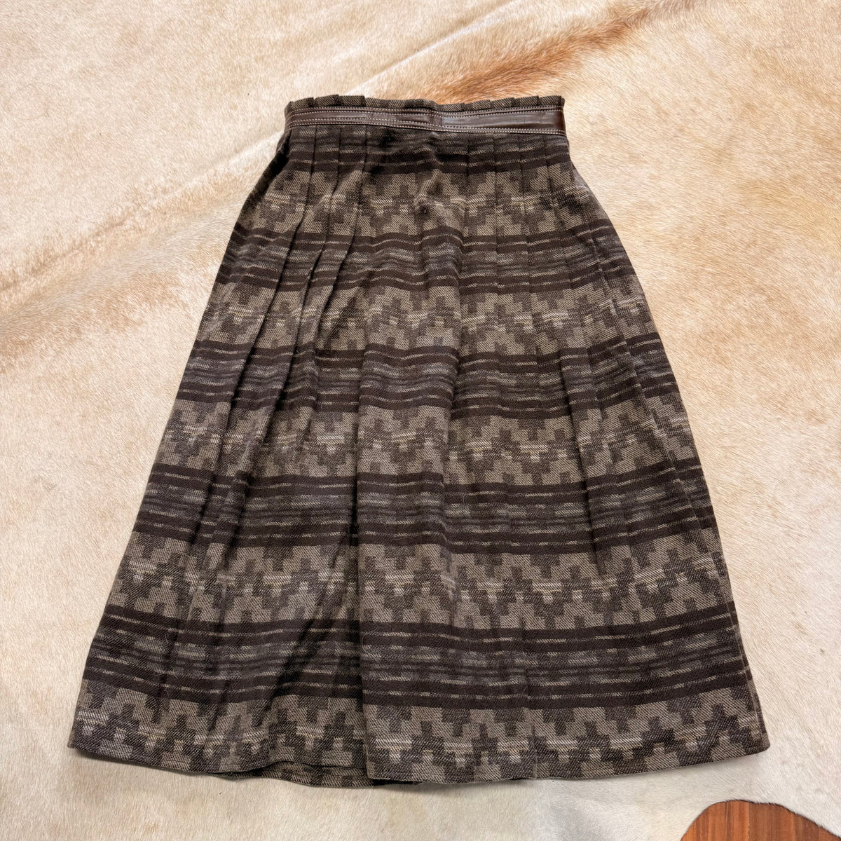 Brown Southwestern Wool Blend Skirt Size XS