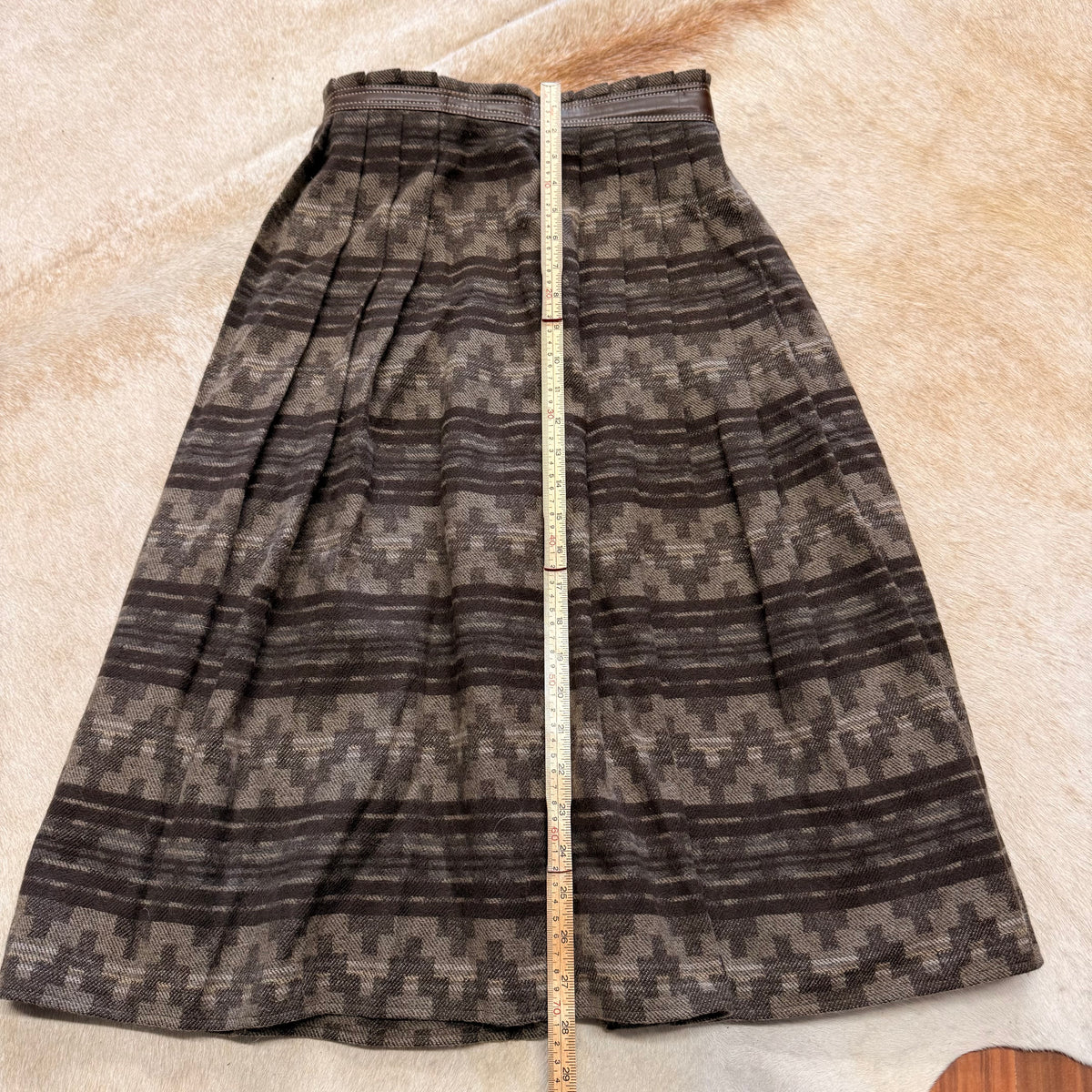 Brown Southwestern Wool Blend Skirt Size XS
