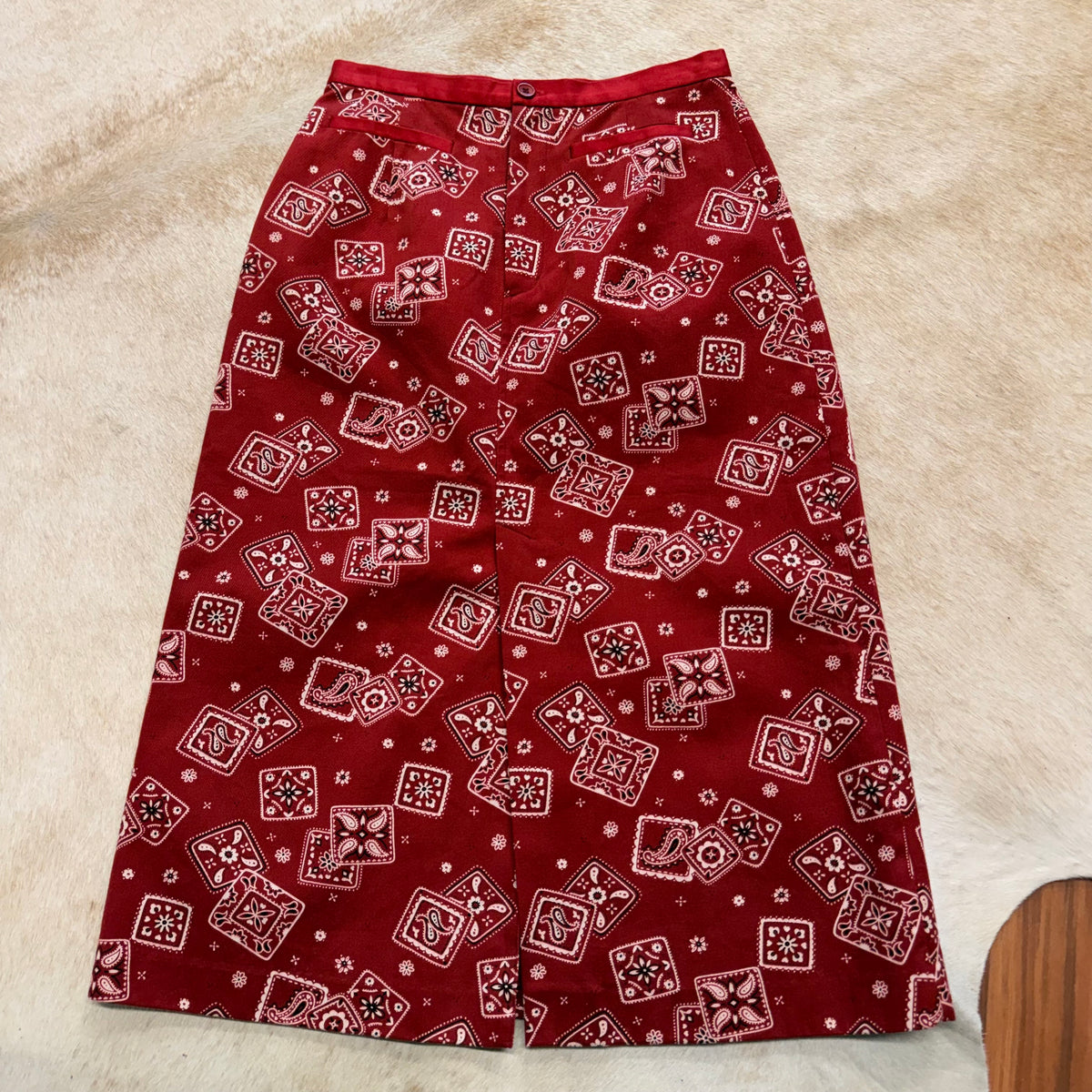 Red Bandana Print Midi Skirt Size XS