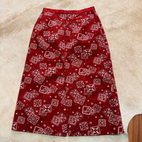 Red Bandana Print Midi Skirt Size XS