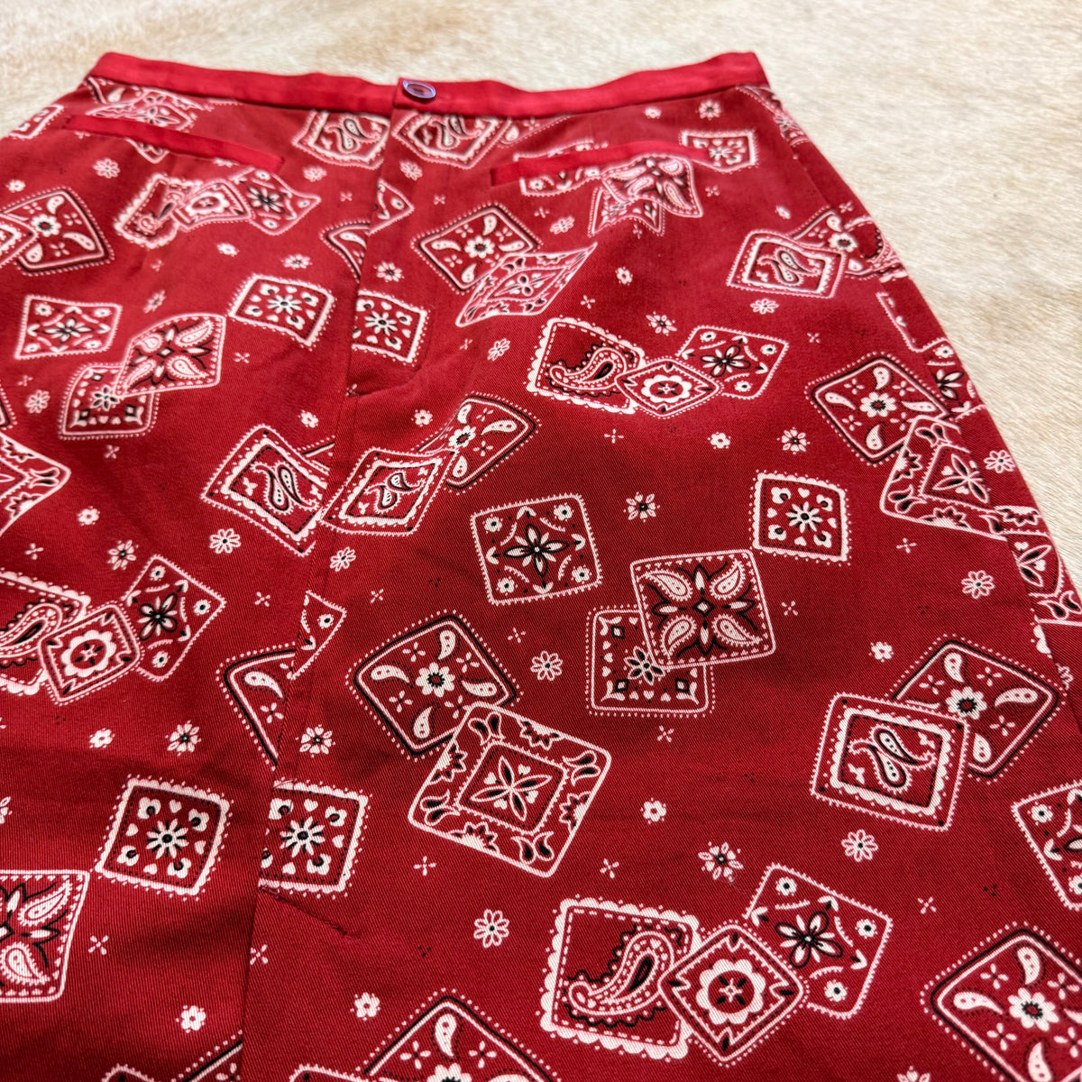 Red Bandana Print Midi Skirt Size XS