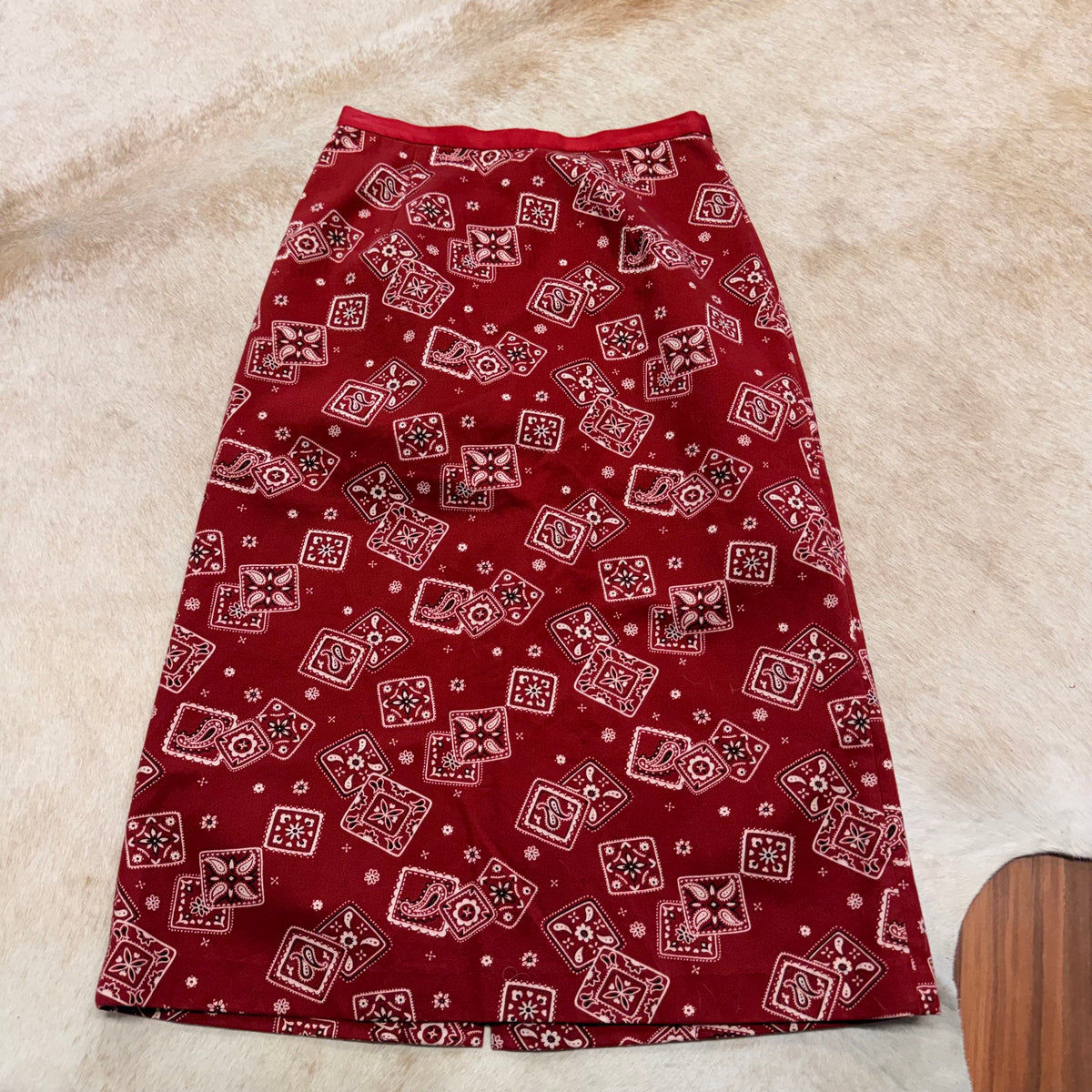 Red Bandana Print Midi Skirt Size XS
