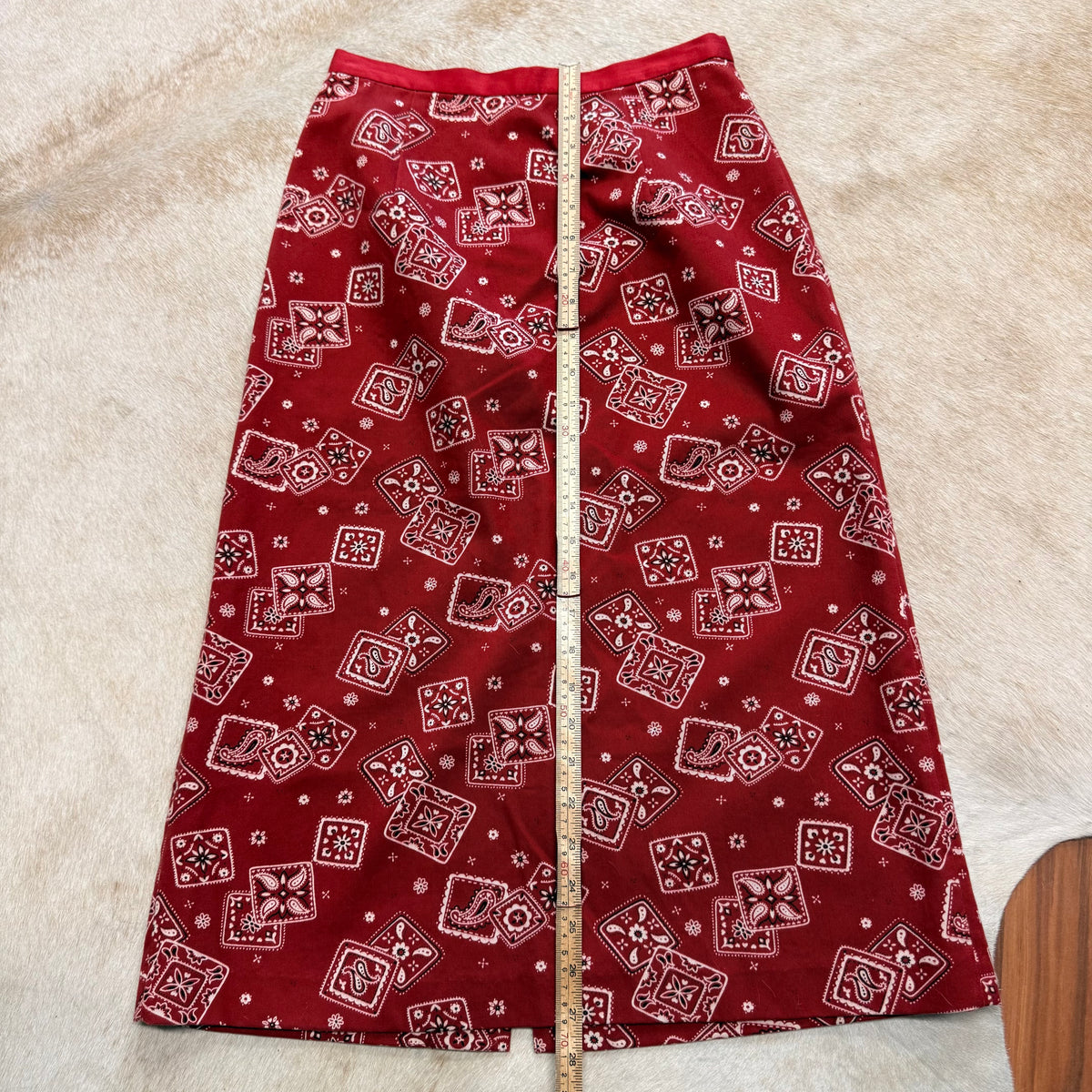 Red Bandana Print Midi Skirt Size XS