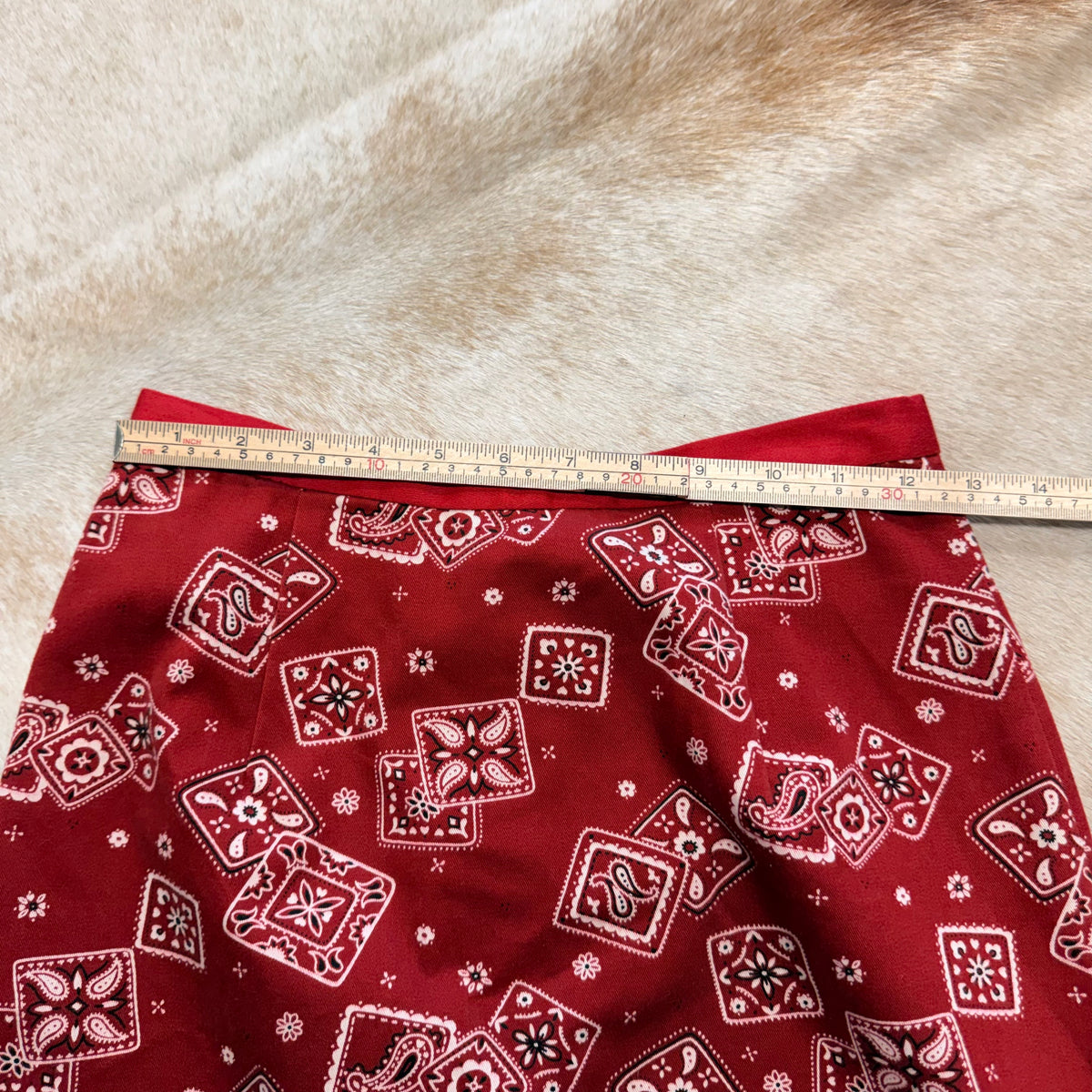 Red Bandana Print Midi Skirt Size XS