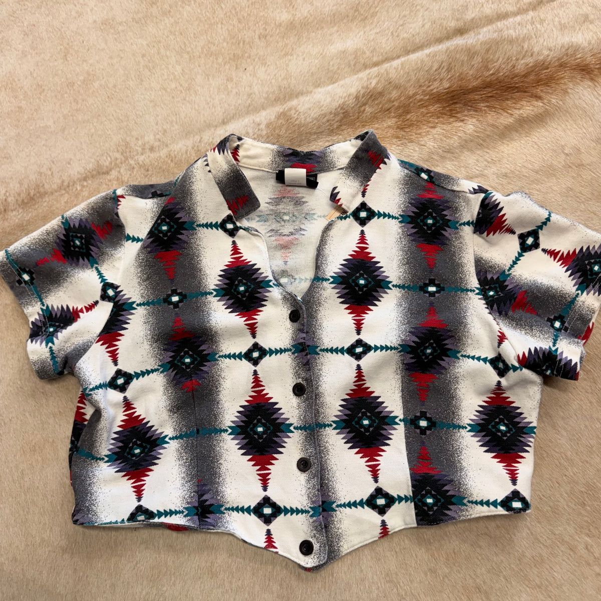 Vintage 1990s Rough Rider Southwestern Print Cropped Top Size XL