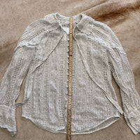 Vintage 1970s White Eyelet Blouse Size XS