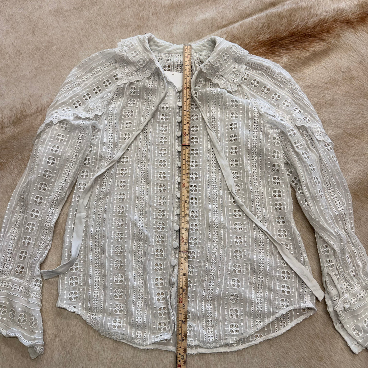 Vintage 1970s White Eyelet Blouse Size XS