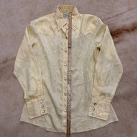 Vintage 1970s Cream Pearl Snap Wrangler Shirt Size XS