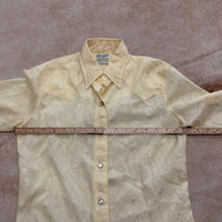 Vintage 1970s Cream Pearl Snap Wrangler Shirt Size XS